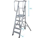 Escalera ktl k-work móbil con plataforma plegable 6 escalones