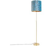 Lámpara de pie dorada/latón con pantalla de terciopelo mariposas 40/40 cm - parte