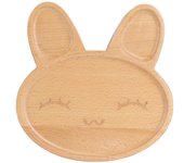 Plato de madera con forma de animal, bonito plato dividido, bandeja para aperitivos de conejo, vajilla para niños