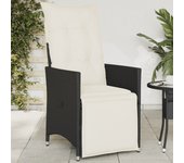 Maison exclusive - sillón reclinable de jardín con cojines ratán sintético negro