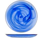 H&h set 6 piatti piani alabastro in vetro blu cm 27,5