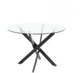 Mesa redonda con tapa de cristal y estructura metálica pata en color negro | medidas: 110 x 73 cm