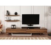 Mueble tv con estante nirvana teca blanco