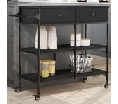 Carro de cocina negro 105x42x95 cm de madera contrachapada