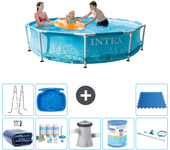 Paquete de piscina - intex - alrededor - 305x305x76 cm + accesorios a1322