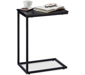 Relaxdays mesa auxiliar, dm-metal, negro, 61 x 30 x 45 cm