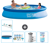 Paquete de piscina - intex - alrededor - 366x366x76 cm + accesorios a596