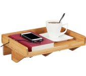 Relaxdays bandeja cama de madera con sujeción, bambú, marrón, 32,5 x 27 cm