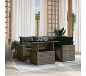 Conjunto de muebles de jardín vidaxl de 5 piezas con cojines grises de mimbre