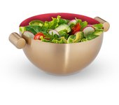 Relaxdays ensaladera con asas, cuenco de cocina, bol de acero inoxidable, frutero, tamaños a elección, dorado y rojo
