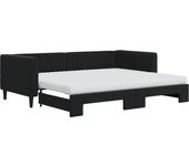 Sofá cama nido con colchón terciopelo negro 90x200 cm