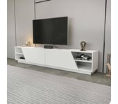 Mueble de televisión apat, aparador de salón, mueble bajo para tv, base de pared equipada, 240x37h47 cm, blanco