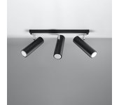 Lámpara de techo invicta 3 negro led con bombilla 4000k - 45x6x20cm sollux