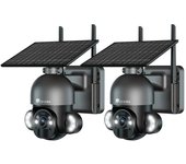 Cámara de vigilancia solar ctronics 2.5k 4mp - visión nocturna 30m, 100% inalámbrica, audio bidireccional, lote de 2