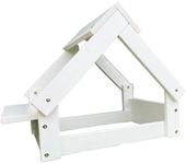 Caseta para perro color blanco, cama con marco de madera natural fsc