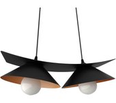 Lumicom | miller lámpara pendiente, 2x e27, max 42w, metal, negro mate/hoja de cobre, l.27cm