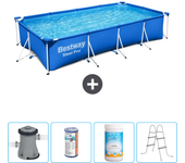 Paquete de piscina - bestway - rectángulo - 400x211x81 cm + accesorios cb60