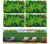 Paquete de 4 muros verdes artificiales, setos artificiales, vallas de privacidad con protección uv, fondo de vegetación artificial, 60 cm x 40 cm