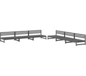 Mesa y taburetes altos jardín 6 pzas madera maciza de pino gris