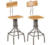 Juego de dos taburetes de bar de diseño con asientos de silla de teca maciza reciclada 1202129