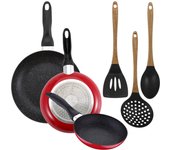 Pack de 3 sartenes san ignacio ø16cm ø20cm ø24cm + set de 3 utenilios de cocina en silicona