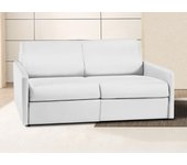 Sofá cama italiano 3 plazas piel sintética calife - blanco - cama 140 cm - colchón 18 cm