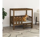 Cama para perros | lecho para perros madera maciza pino marrón miel 95,5x73,5x90 cm cfw64903