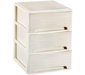 Com-fort house | cajonera apilable de plástico | modelo ondas | color blanco roto | modelo de 3 cajones | cajones de almacenamiento modular