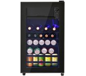 Mini-refrigerador de 76l con congelador de 6l, iluminación led, negro - dimensiones 71,6x40x43,5 cm.