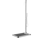 Vidaxl ducha de jardín con base gris 225 cm acero inoxidable