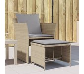 Sillón de jardín con reposapiés ratán sintético beige