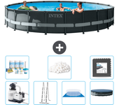 Paquete de piscina - intex - alrededor - 610x610x122 cm + accesorios cb43