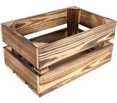 Creative deco caja de madera flameada | 30 x 20 x 15 cm | cesta estilo vintage con efecto quemado | almacenaje decoración manualidades herramientas