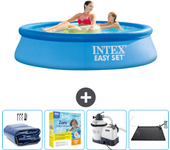 Paquete de piscina - intex - alrededor - 244x244x61 cm + accesorios cb69