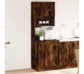 Mueble de cocina roble ahumado 60x50x180 cm madera contrachapada