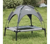 Cama para perros con dosel en tejido oxford antracita y acero