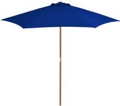 Sombrilla de exterior con palo de madera azul 270 cm