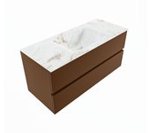 Mondiaz vica dlux 110cm mueble de baño color rust con 2 cajones. con lavabo cloud centro sin orificios color frappe