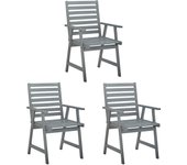 Sillas comedor de jardín 3 uds madera maciza acacia y cojines