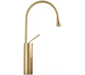 Grifo de baño monomando para lavabo, agua fría y caliente, altura 48 cm (oro cepillado)