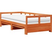 Sofá cama nido con colchones madera maciza marrón 90x190 cm