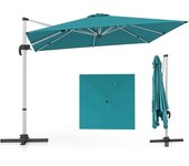 Costway sombrilla terraza exterior rectangular con base 3x3m, parasol jardin excentrico, rotación de 360°, inclinación ajustable, guarda sol jardin ex