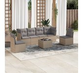 Conjunto de muebles de jardín de ratán beige de 7 piezas con cojines vidaxl
