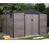 Caseta de jardín de acero galvanizado efecto madera adelmo - gris - 10,98 m²