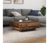 Mesa de café vidaxl con luces led madera vieja 80x80x31 cm
