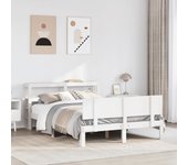 Estructura de cama y cabecero sin colchón blanco 135x190 cm