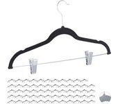 Relaxdays pack de 60 perchas ropa con pinzas y giro de 360º, metal, negro, 43 cm