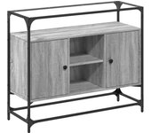 Aparador | aparador de comedor | armario de cocina cristal y madera ingeniería gris sonoma 98x35x81 cm cfw75883