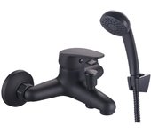 Inguz - grifo de ducha con transferencia, mezclador monomando ducha y bañera. incluye alcachofa de mano, soporte y manguera de ducha. negro