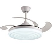 Bel air home - ventilador plafón de techo de color blanco motor dc con aspas desplegables con luz led 36w (3000k, 4000k, 6500k)